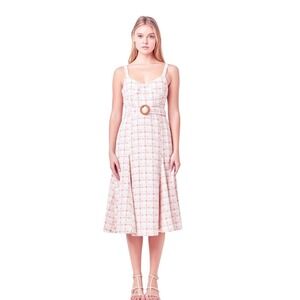 English Factory Women's Tweed Bustier Flared Midi Dress Large Easter NWT